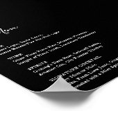 Zwart Bruiloft Bar Menu Receptie Teken Drinken Poster (Hoek)