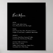 Zwart Bruiloft Bar Menu Receptie Teken Drinken Poster (Voorkant)