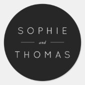 Zwart Bruiloft Classic Ronde Sticker (Voorkant)