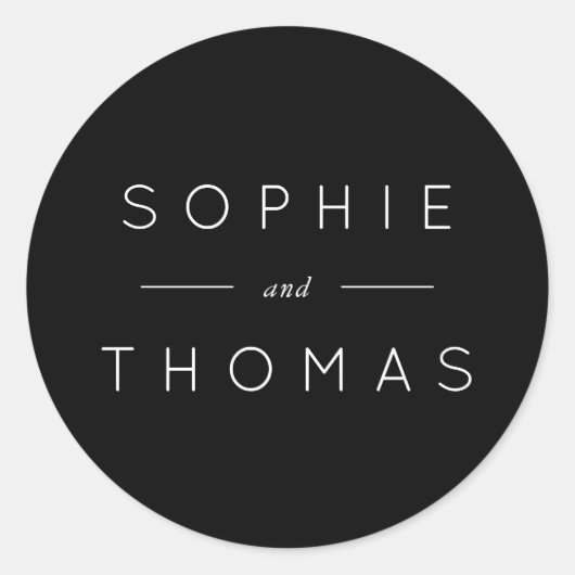 Zwart Bruiloft Classic Ronde Sticker (Voorkant)