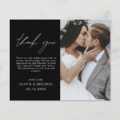 Zwart Bruiloft Dank u Foto Bruiloft Kaart (Voorkant)