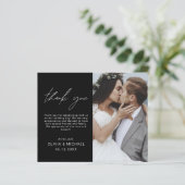 Zwart Bruiloft Dank u Foto Minimalistische Kaart (Staand voorkant)