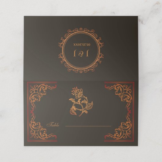 zwart bruiloft decor plaatskaartje (Buitenkant ongevouwen)