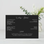 Zwart Bruiloft Details Behuizing Kaart (Staand voorkant)