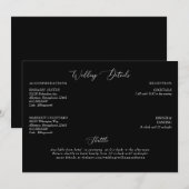 Zwart Bruiloft Details Behuizing Kaart (Voorkant / Achterkant)