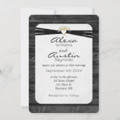 Zwart bruiloft en hart op hout kaart (Voorkant)