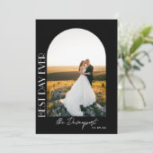 Zwart Bruiloft Foto Dank u Bedankkaart (Staand voorkant)