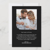 Zwart Bruiloft Foto Dank u Bedankkaart (Achterkant)