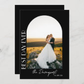 Zwart Bruiloft Foto Dank u Bedankkaart (Voorkant / Achterkant)