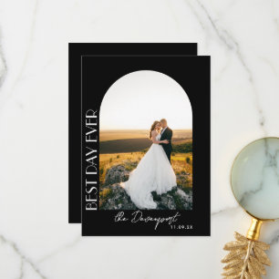 Zwart Bruiloft Foto Dank u Bedankkaart