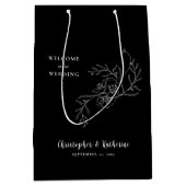 Zwart bruiloft gunst welkom  bloemenkaart medium cadeauzakje (Voorkant)