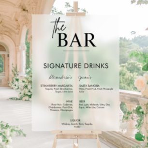 Zwart Bruiloft Handtekening Drinken Bar Menu Frost Acryl Bord