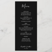 Zwart Bruiloft Menu Script Modern Minimalistisch E (Voorkant)
