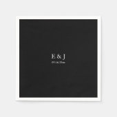 Zwart Bruiloft Monogram Minimalistisch Eenvoudig C Servet (Voorkant)