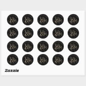 Zwart Bruiloft Monogram Ronde Sticker (Vel)