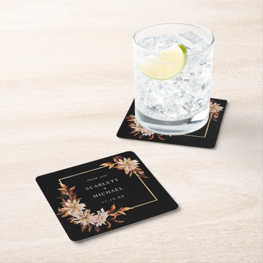 Zwart Bruiloft Papier Onderzetter (Insitu)