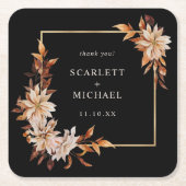 Zwart Bruiloft Papier Onderzetter (Voorkant)