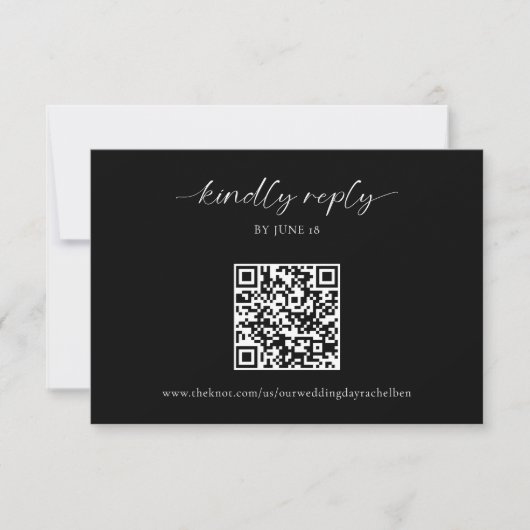 Zwart Bruiloft RSVP QR Code Minimalist (Voorkant)