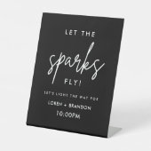 Zwart Bruiloft Sparkler Stuur Van Pedestal Teken Reclamebord Met Voetstuk (Voorkant)