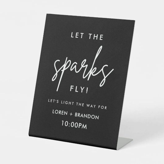 Zwart Bruiloft Sparkler Stuur Van Pedestal Teken Reclamebord Met Voetstuk (Voorkant)
