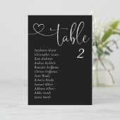 Zwart Bruiloft Tafel Zitkaart Kaarten (Staand voorkant)