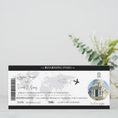Zwart Bruiloft uitnodiging Boarding pass ticket (Staand voorkant)