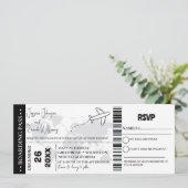 Zwart Bruiloft uitnodiging Boarding pass ticket (Staand voorkant)