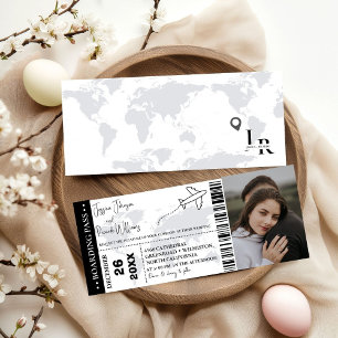 Zwart Bruiloft uitnodiging Boarding pass ticket