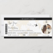Zwart Bruiloft uitnodiging Boarding pass ticket (Voorkant)