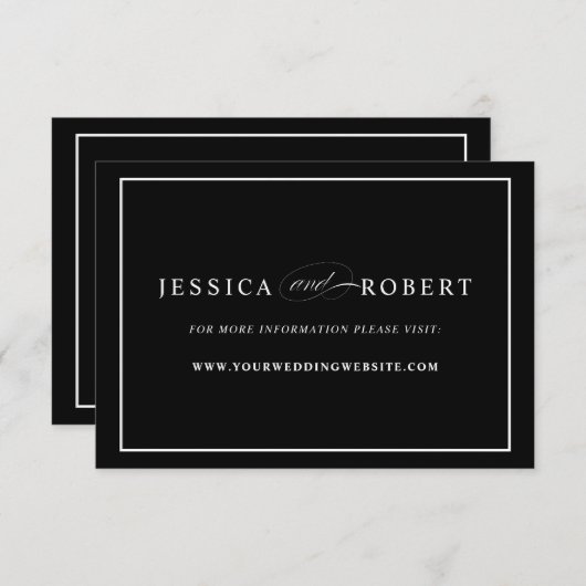 Zwart Bruiloft Website Invoegen Kaart (Voorkant / Achterkant)
