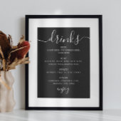 Zwart Bruiloftsbarmenu | Moderne Script Drinks Poster
