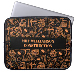 zwart-bruin Architectural Blueprint Engineer Laptop Sleeve