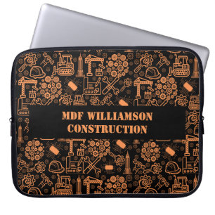 zwart-bruin Architectural Blueprint Engineer Laptop Sleeve