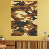 Zwart, bruin camouflage, grafisch ontwerp 016. canvas afdruk (Insitu (Woonkamer))