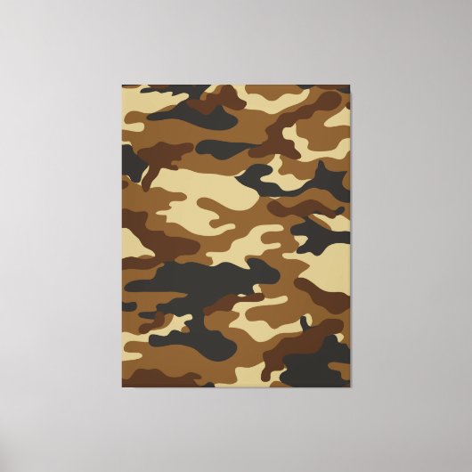 Zwart, bruin camouflage, grafisch ontwerp 016. canvas afdruk (Voorkant)