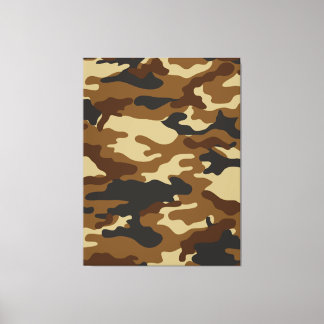 Zwart, bruin camouflage, grafisch ontwerp 016. canvas afdruk