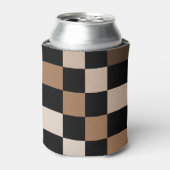 Zwart Bruin Checkerboard Retro Controles Blikjeskoeler (Blikje Voorkant)