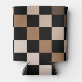 Zwart Bruin Checkerboard Retro Controles Blikjeskoeler (Voorkant)