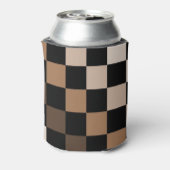 Zwart Bruin Checkerboard Retro Controles Blikjeskoeler (Blikje Achterkant)