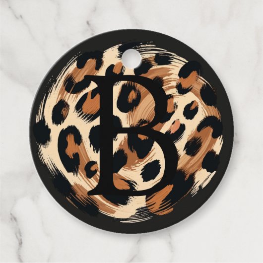 Zwart bruin crème geschilderd Leopard Animal Print Bedankjes Labels (Voorkant)