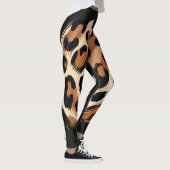 Zwart bruin crème geschilderd Leopard Animal Print Leggings (Rechts)