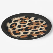 Zwart bruin crème geschilderd Leopard Animal Print Papieren Bordje (Gekanteld)