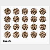 Zwart bruin crème geschilderd Leopard Animal Print Ronde Sticker (Vel)