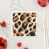 Zwart bruin crème geschilderd Leopard Animal Print Servet (Insitu)