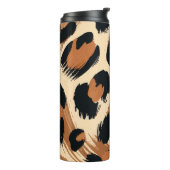 Zwart bruin crème geschilderd Leopard Animal Print Thermosbeker (Gedraaid links)