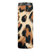 Zwart bruin crème geschilderd Leopard Animal Print Thermosbeker (Achterkant)