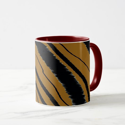 Zwart Bruin Dier Print Maroon Combo Mok (Voorkant rechts)