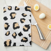 Zwart Bruin Dierlijke Huid Leopard wilde kat Theedoek (Quarter Fold)