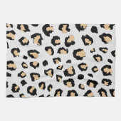 Zwart Bruin Dierlijke Huid Leopard wilde kat Theedoek (Horizontaal)