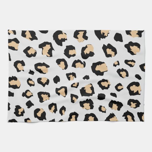 Zwart Bruin Dierlijke Huid Leopard wilde kat Theedoek (Horizontaal)